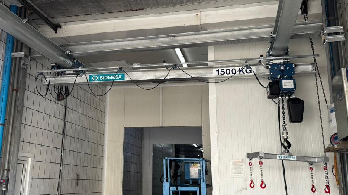 Grúa inoxidable 1500 kg fabricada a medida por SIDEMSA